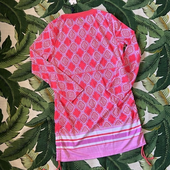 Cabana Life NWT UPF 50+ Coral Lattice Ruched Rashguard Dress Size XL swim cover - Picture 9 of 9